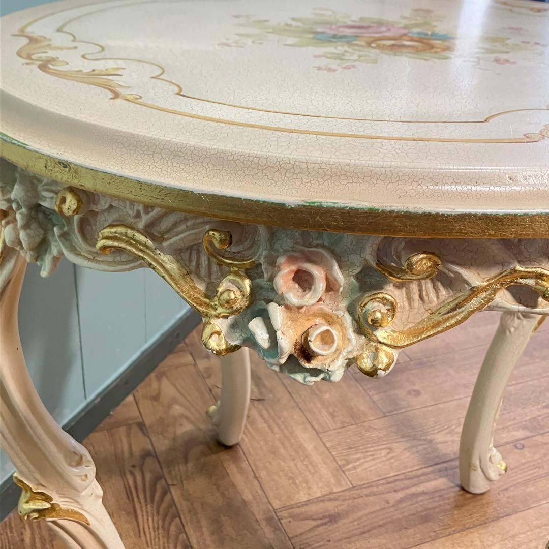 ロココ調　アンティーク　ローテーブル　ティーテーブル　猫足　洋風