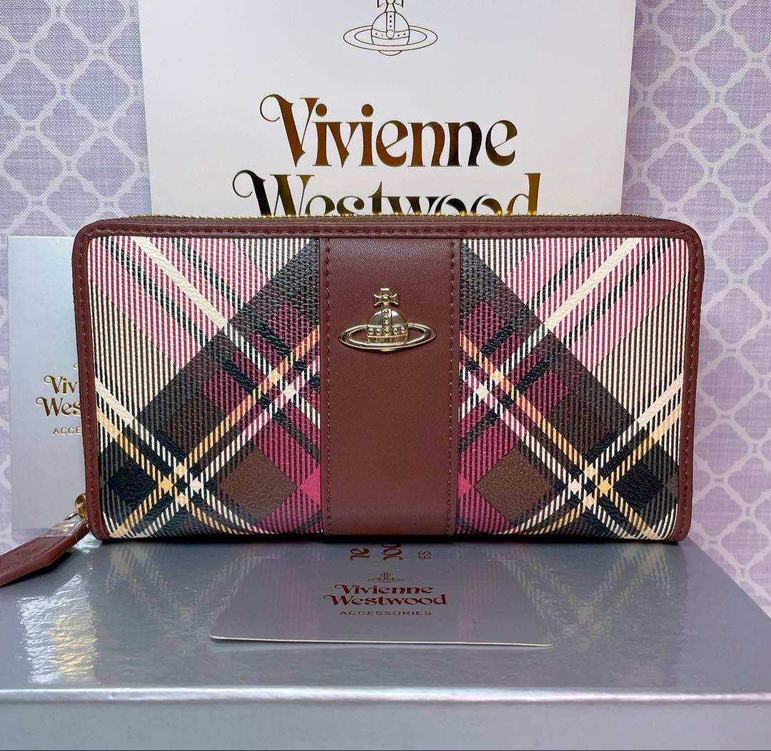 【大人気✨️】ヴィヴィアン・ウエストウッド 茶チェック 長財布