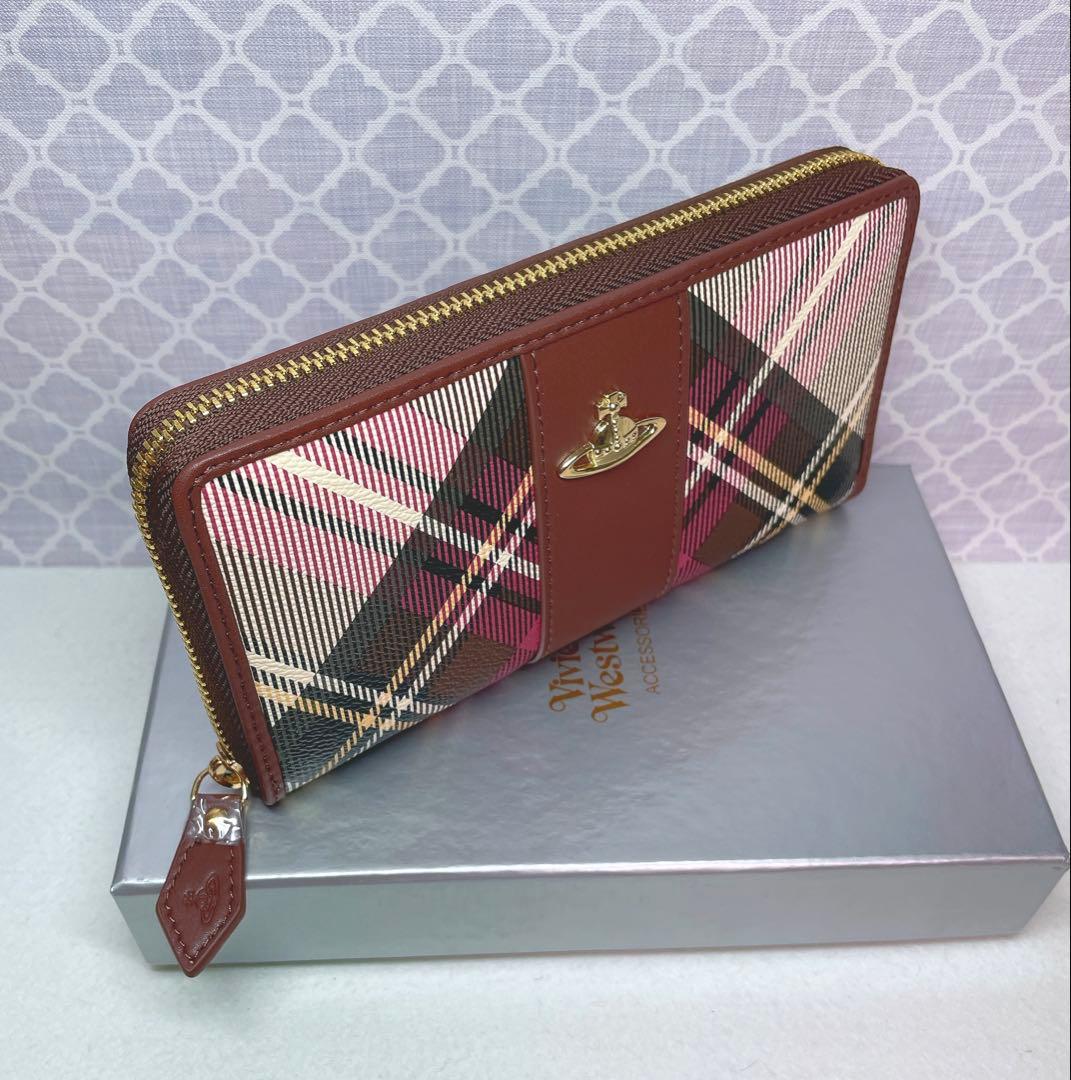 【大人気✨️】ヴィヴィアン・ウエストウッド 茶チェック 長財布