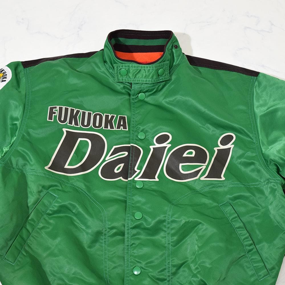 当時物 アシックス製 福岡ダイエーホークス グランドコート スタジャン 緑 L