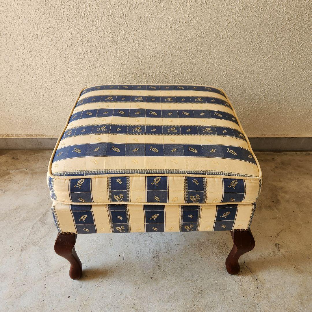 Vintage 猫脚　オットマン スツール 木製　ファブリック アンティーク