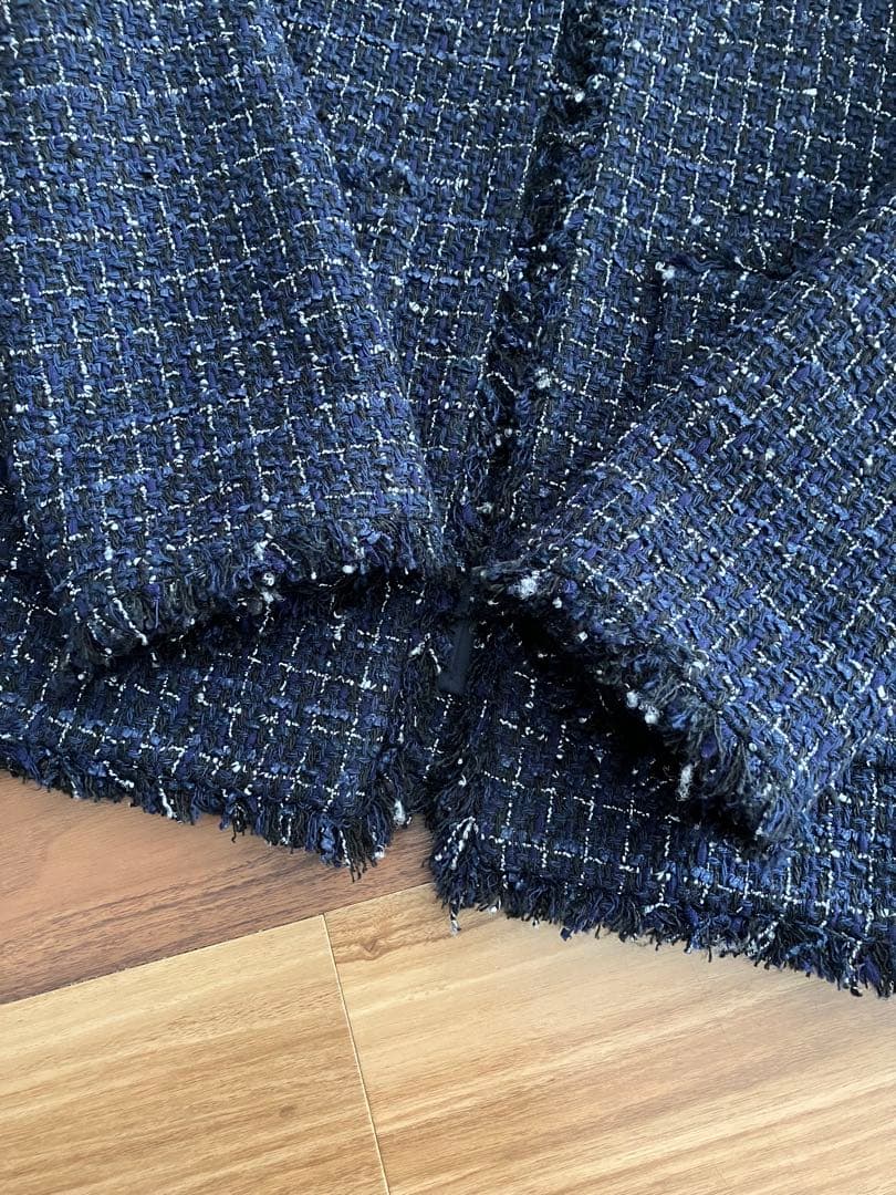 美品 PLST プラステ ツイードジャケット ネイビー 入卒園式入学式卒業式 M