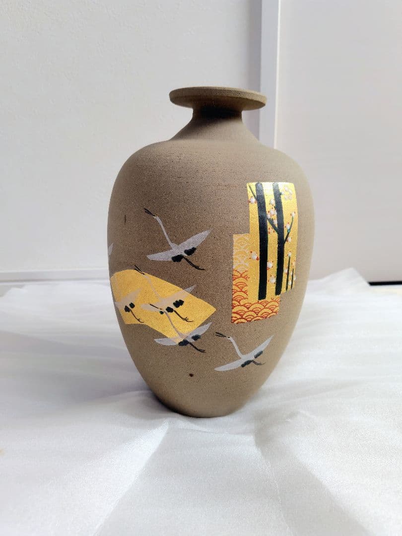 九谷焼　穂光　 陶器　つぼ型　花瓶　花器