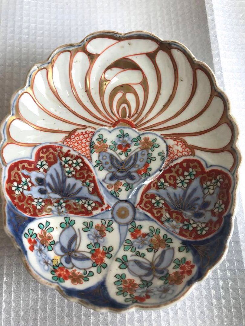 希少　肥蝶山　利平　古伊万里　有田焼　骨董皿　色絵 皿　年代物