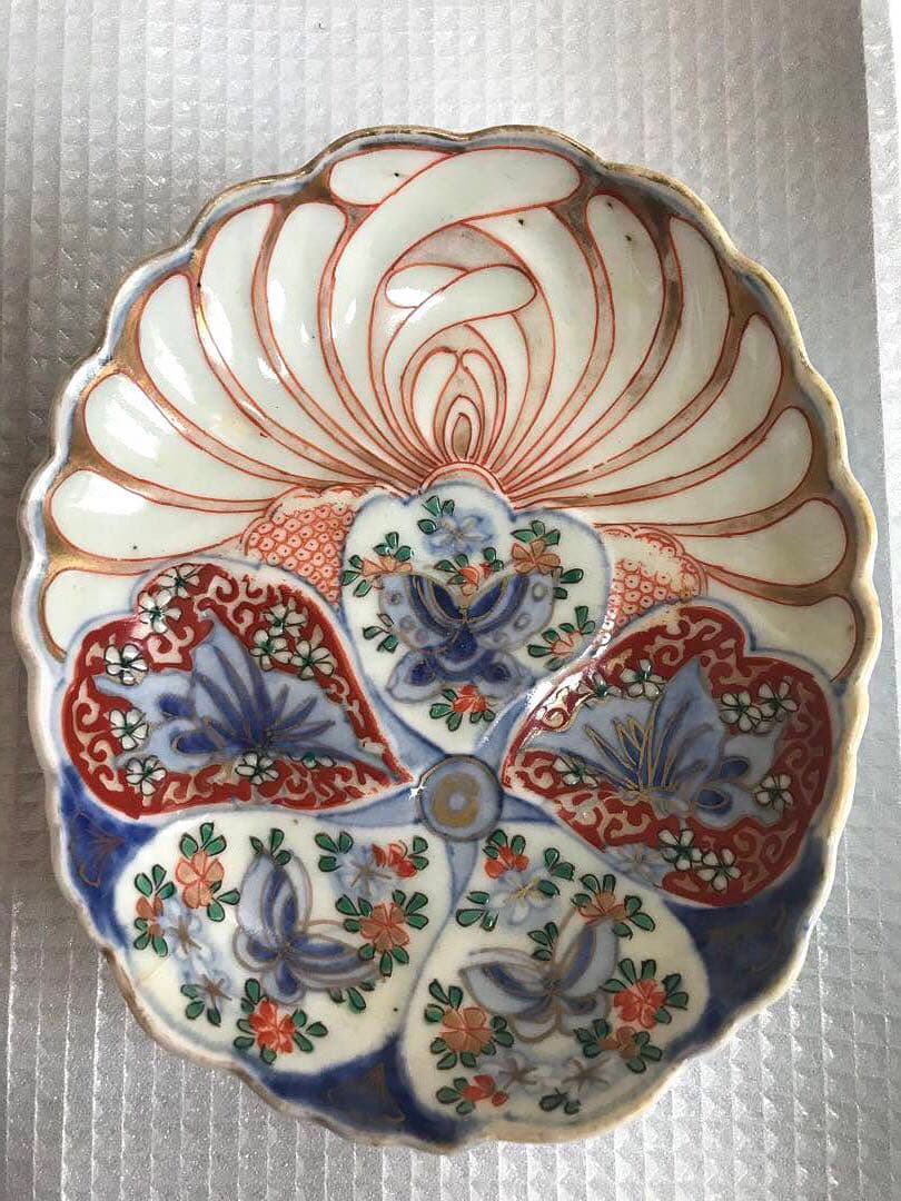 希少　肥蝶山　利平　古伊万里　有田焼　骨董皿　色絵 皿　年代物