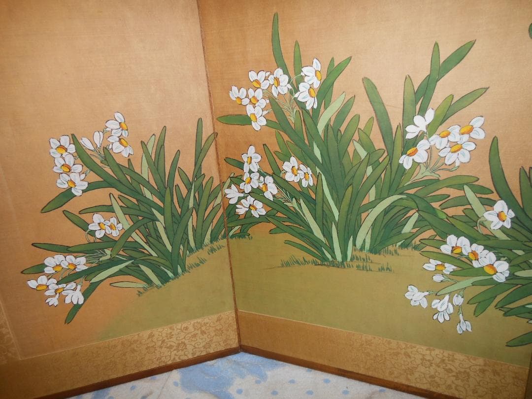 しじみん　屏風　中国絵画？　幅140㎝　高さ89㎝　(348)