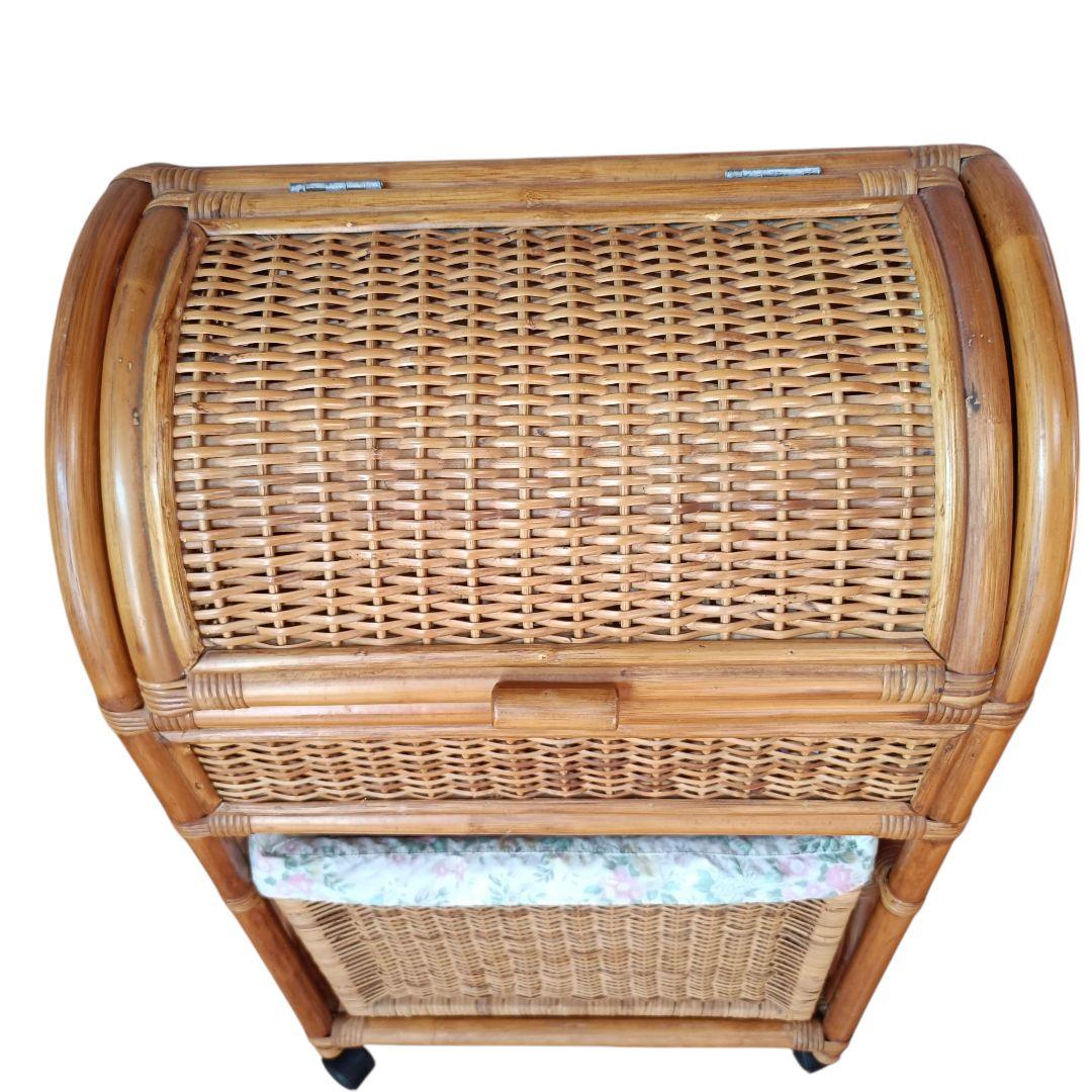 希少　飴色ラタン収納 ランドリーラック バスケット キャスター付き