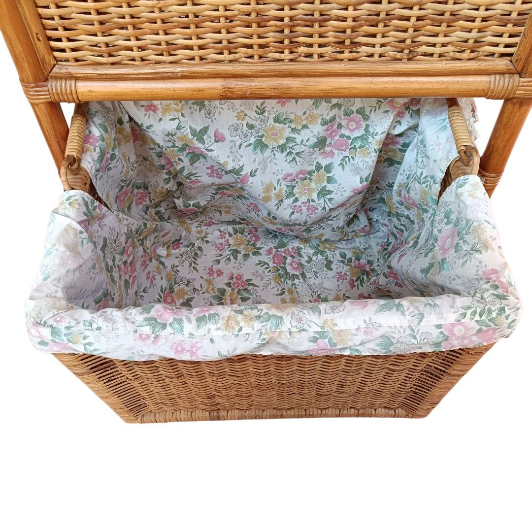 希少　飴色ラタン収納 ランドリーラック バスケット キャスター付き