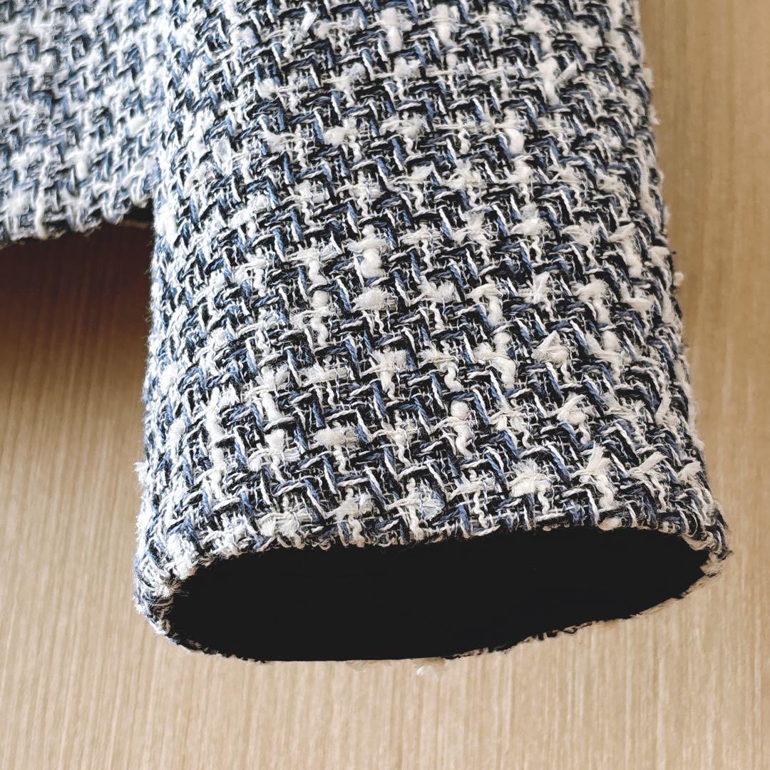 【1118】アナイ　ミックスツィードノーカラージャケット　フォーマル　濃紺　38