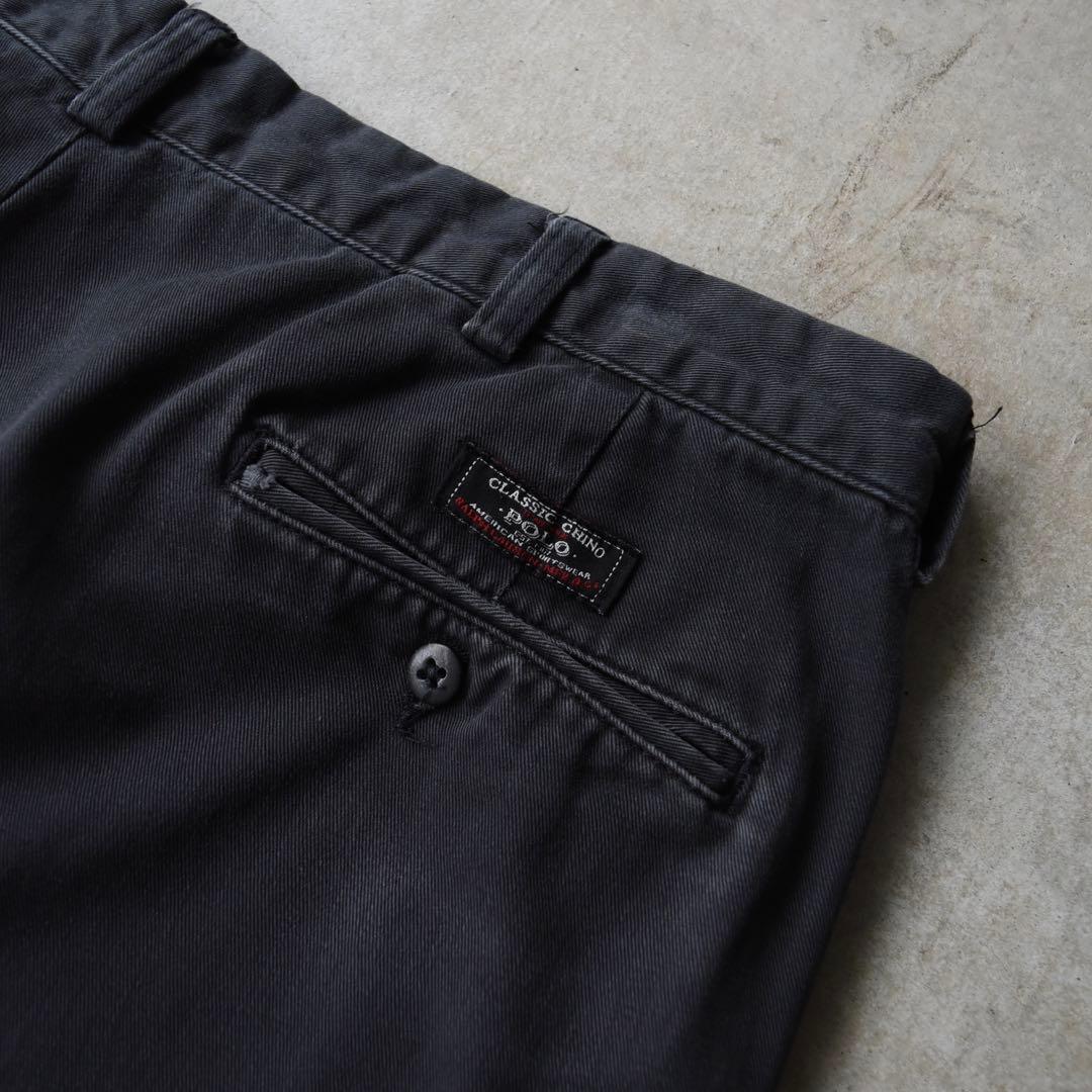 90s ラルフローレン ポロチノ ツータックチノ黒ブラック USA W36L30