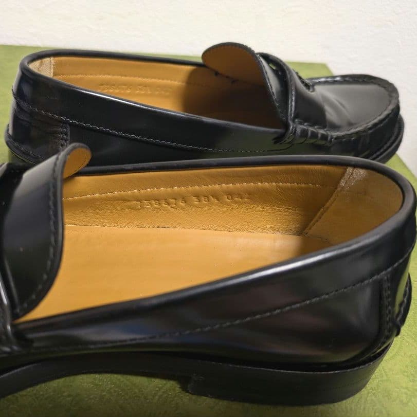 美品　GUCCI　インターロッキングG　ローファー　黒　38 1/2