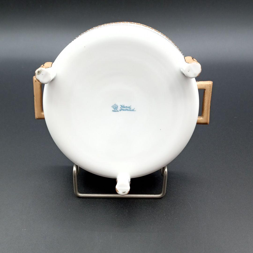 オールドノリタケ 三足 風景画 エナメル盛り ディッシュ メイプルリーフ