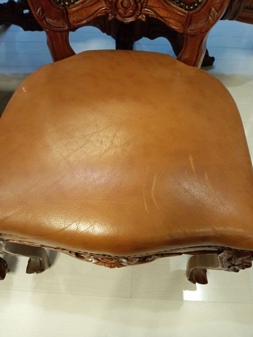 ♥イタリア象嵌　超希少　アンティーク　ダイニングセット(硝子マット付き)　６人用