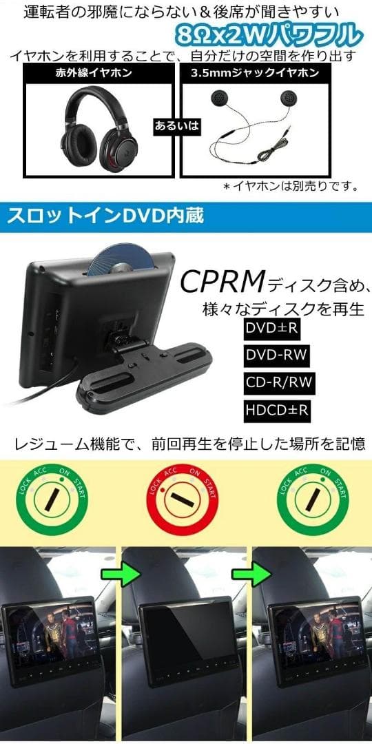 【期間限定★特別価格】DVDプレーヤー 10.6インチモニター 2台セット
