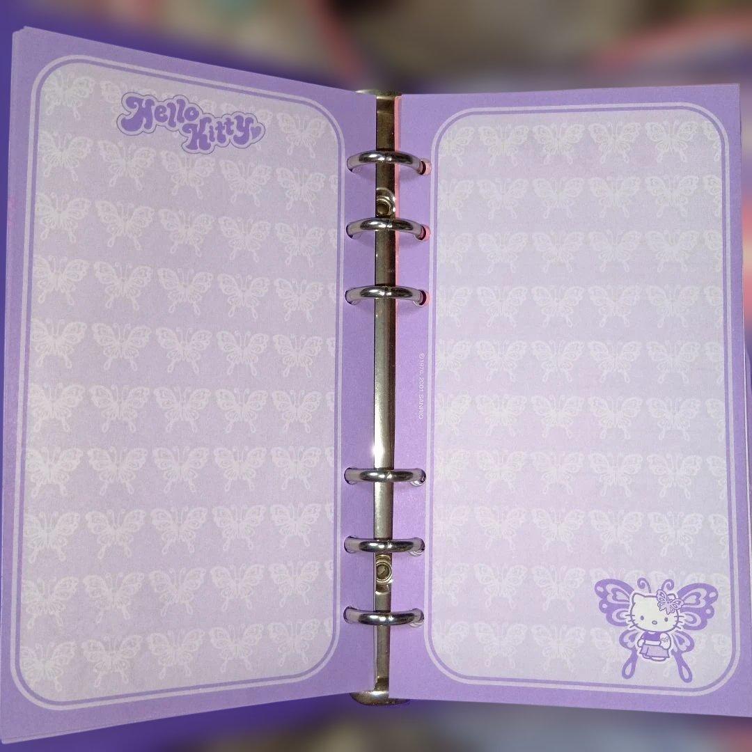 ハローキティ海外限定パープルバタフライ バインダー2001年6穴激レアシール帳