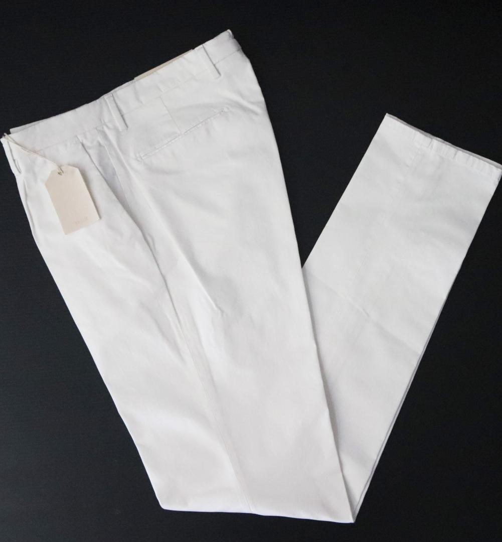 新品【ブリリア 1949】 秋冬コットンストレッチ 1プリーツパンツ 白 48