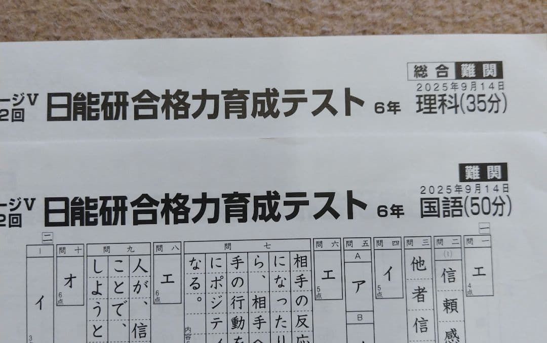 【最新版】2025年日能研6年　後期　合格力育成テスト　合格力実践テスト【難関】