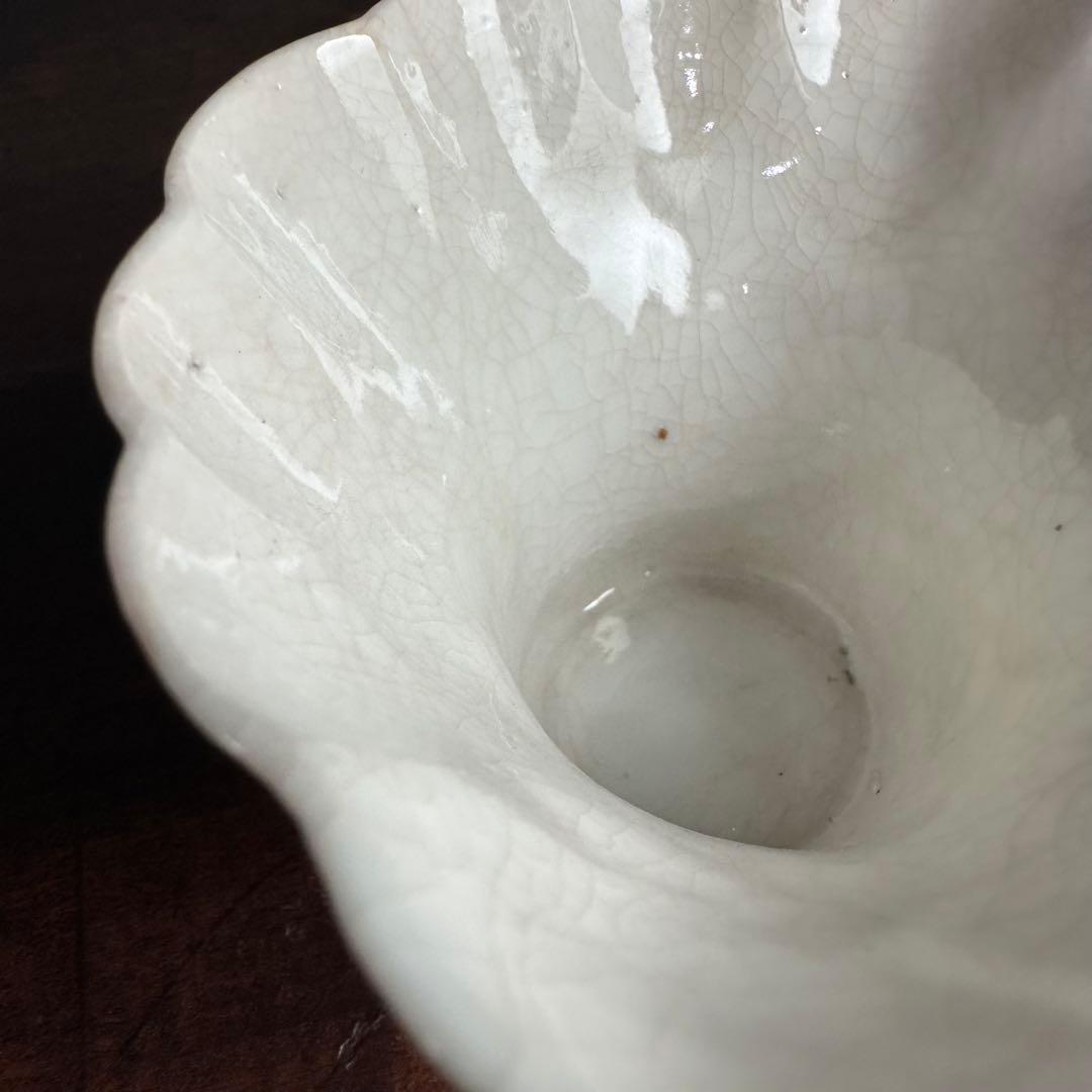 ［希少］美品 李朝 白磁 陽刻 十長生文 花形盃 朝鮮美術 酒器 杯