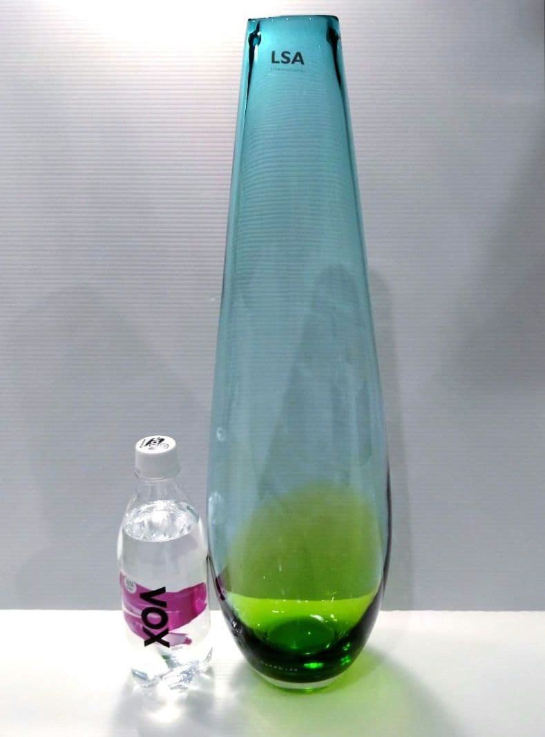 LSA フラワーベース ガラス 花器 ロング ブルー グリーン 高さ50cm