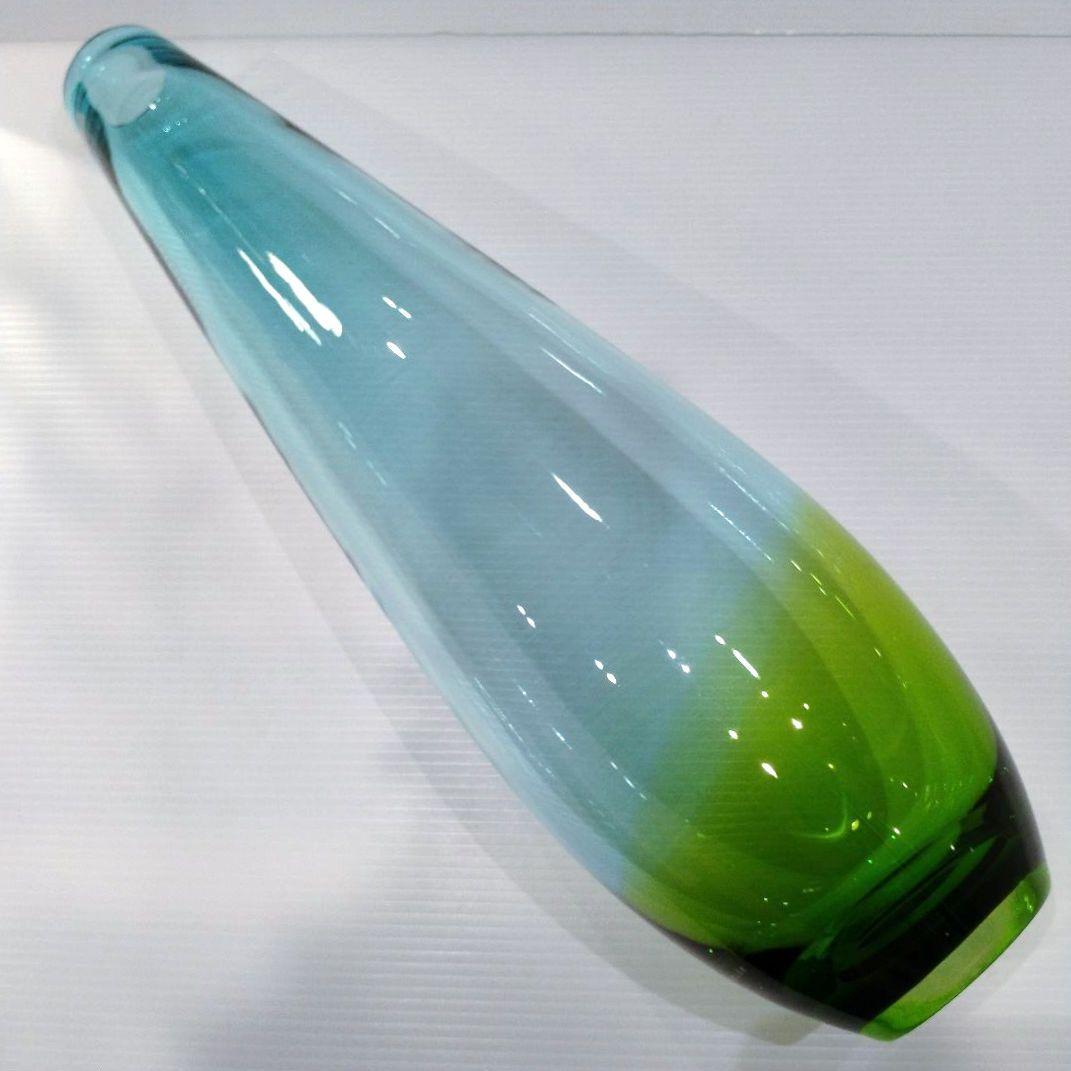 LSA フラワーベース ガラス 花器 ロング ブルー グリーン 高さ50cm