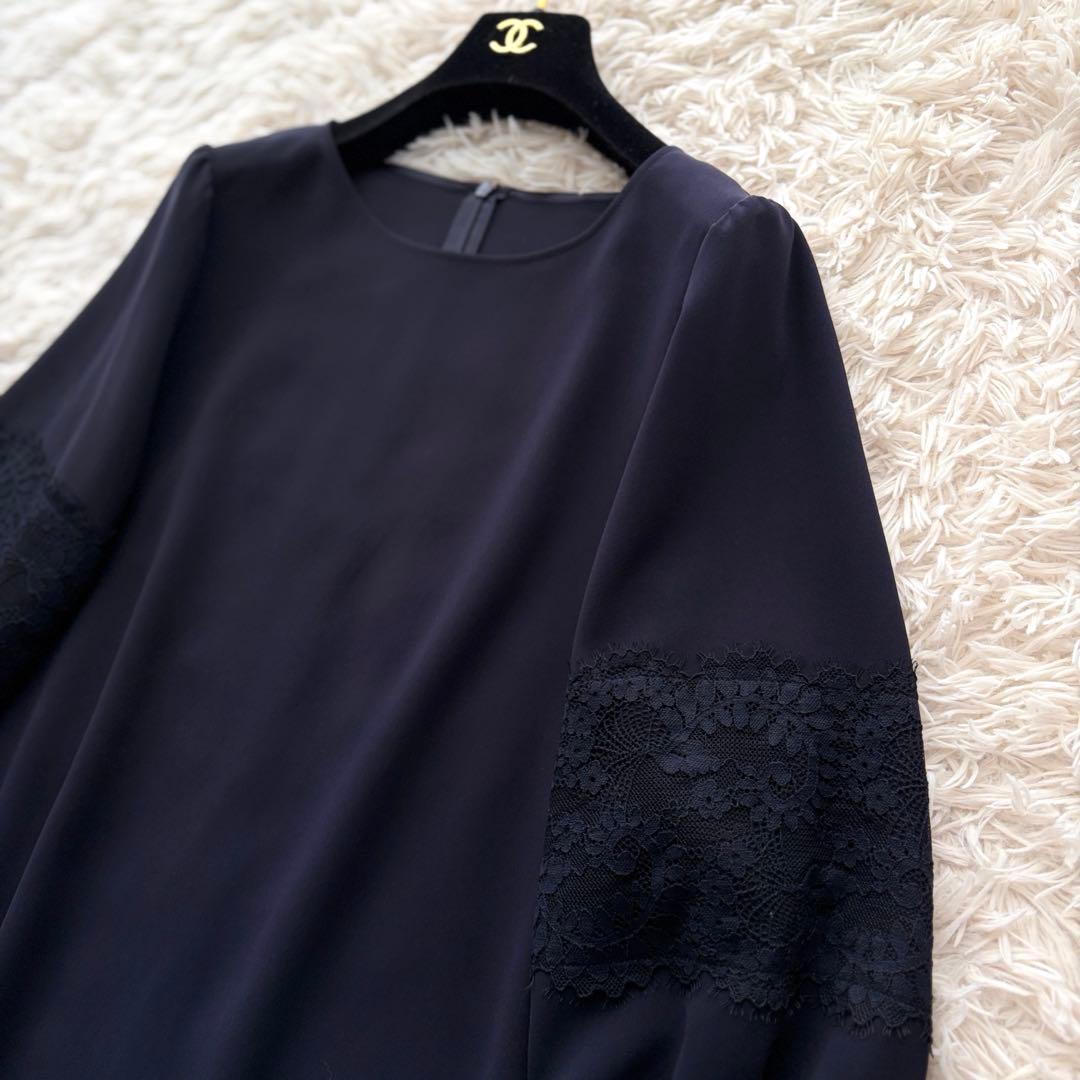 【新品タグ付】23区 大きいサイズ 48トリアセダブルジョーゼット ブラウス 紺