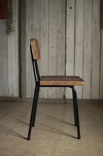 鉄脚と古材の椅子　チェア　古家具　インダストリアル