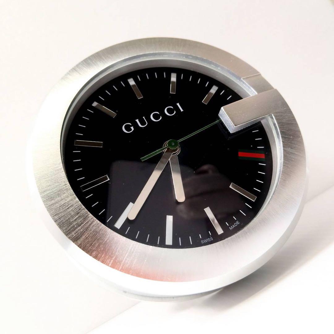 GUCCI 置時計 ブラック/シルバー　201 SWISS MADE クォーツ