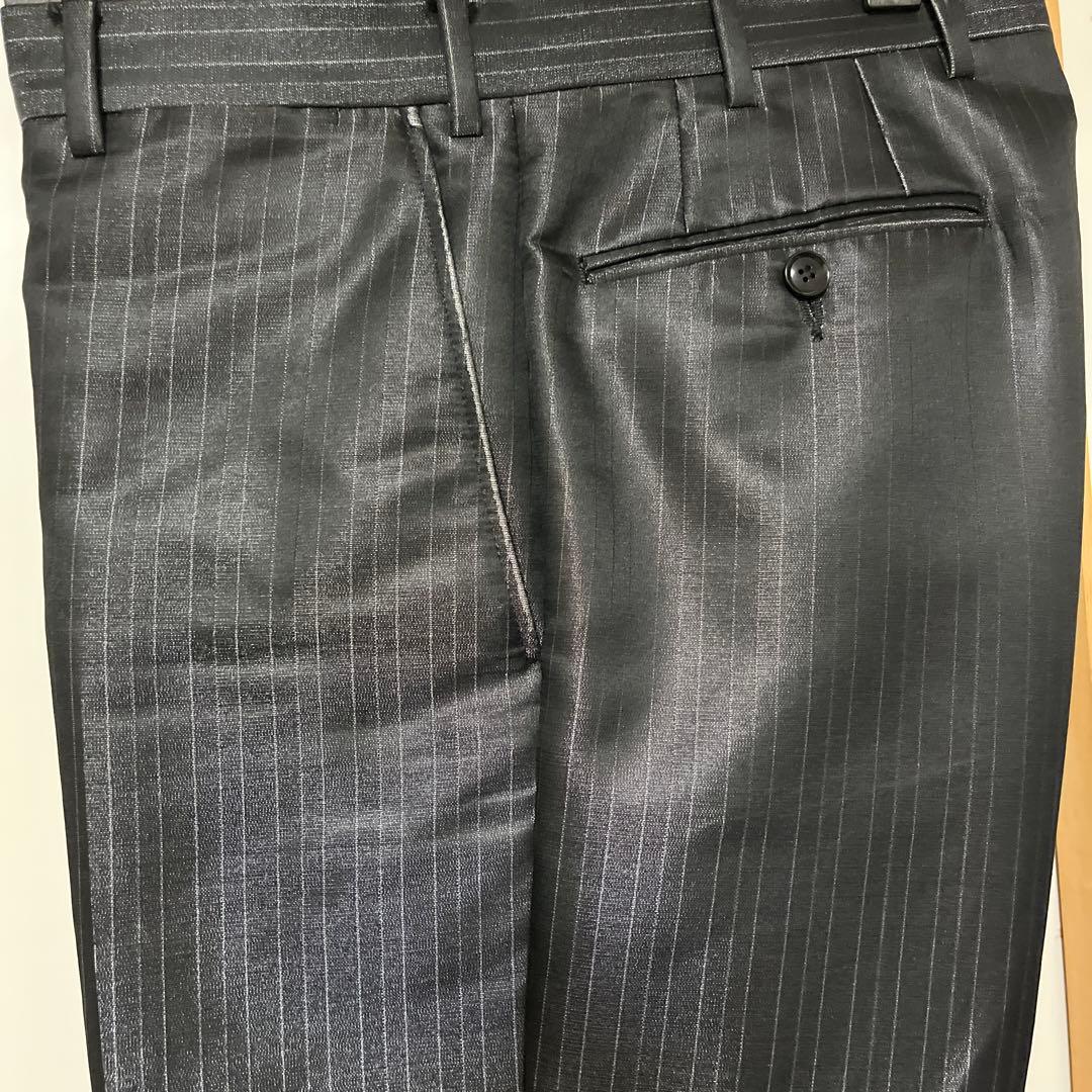 PAL ZILERI ストライプスーツ 光沢ブラック