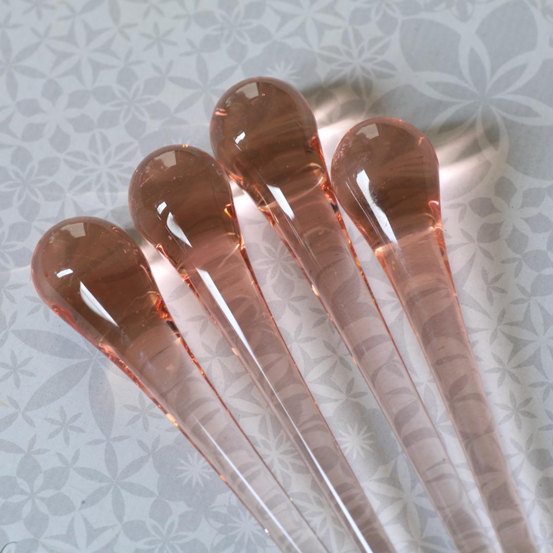 フランスアンティーク　ピンクガラスドロップ /シャンデリアシェードランプ