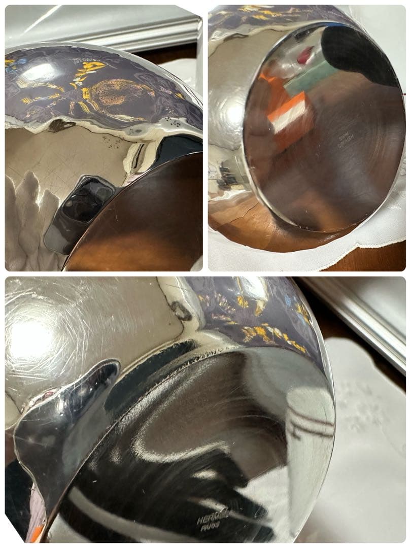 HERMES エルメス　ステンレス製　花瓶　フラワーベース　希少　シルバーカラー