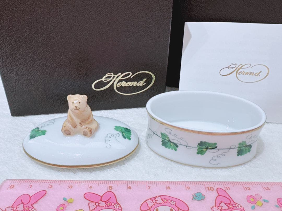 ヘレンド HEREND ウィーン からくさ オーバルボックス くま テディベア