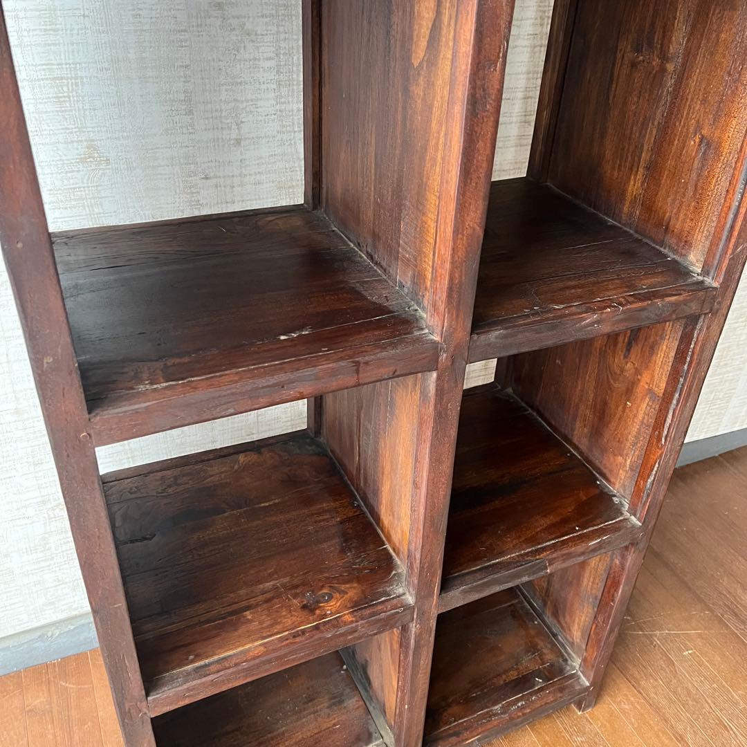 【アンティーク】木製 無垢材 ナチュラル オールドチーク 飾り棚 ラック 古家具