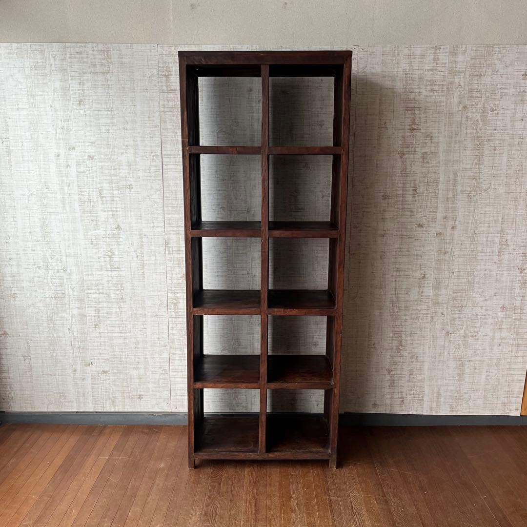 【アンティーク】木製 無垢材 ナチュラル オールドチーク 飾り棚 ラック 古家具