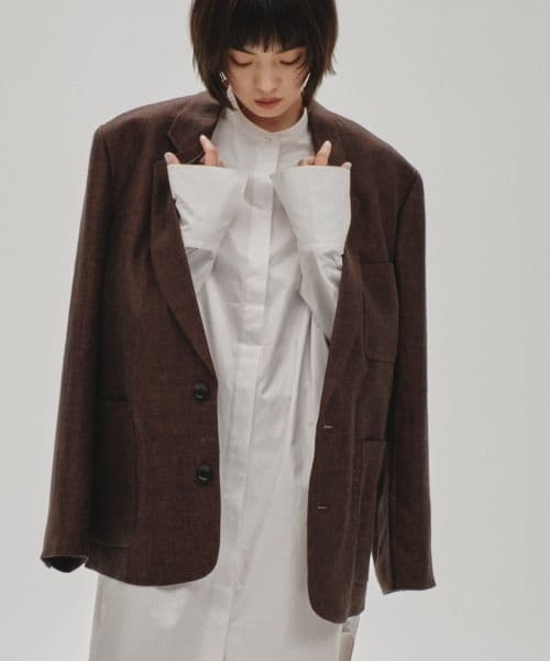 todayful Boyfriend Linen Jacket チョコ　36