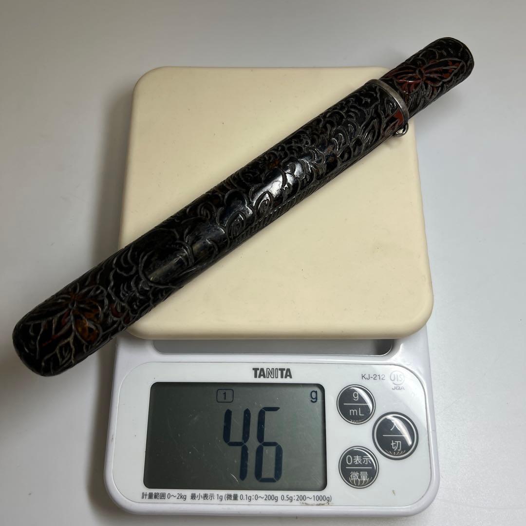 江戸時代　堆黒煙管筒　46g 東Y8-0123☆2F