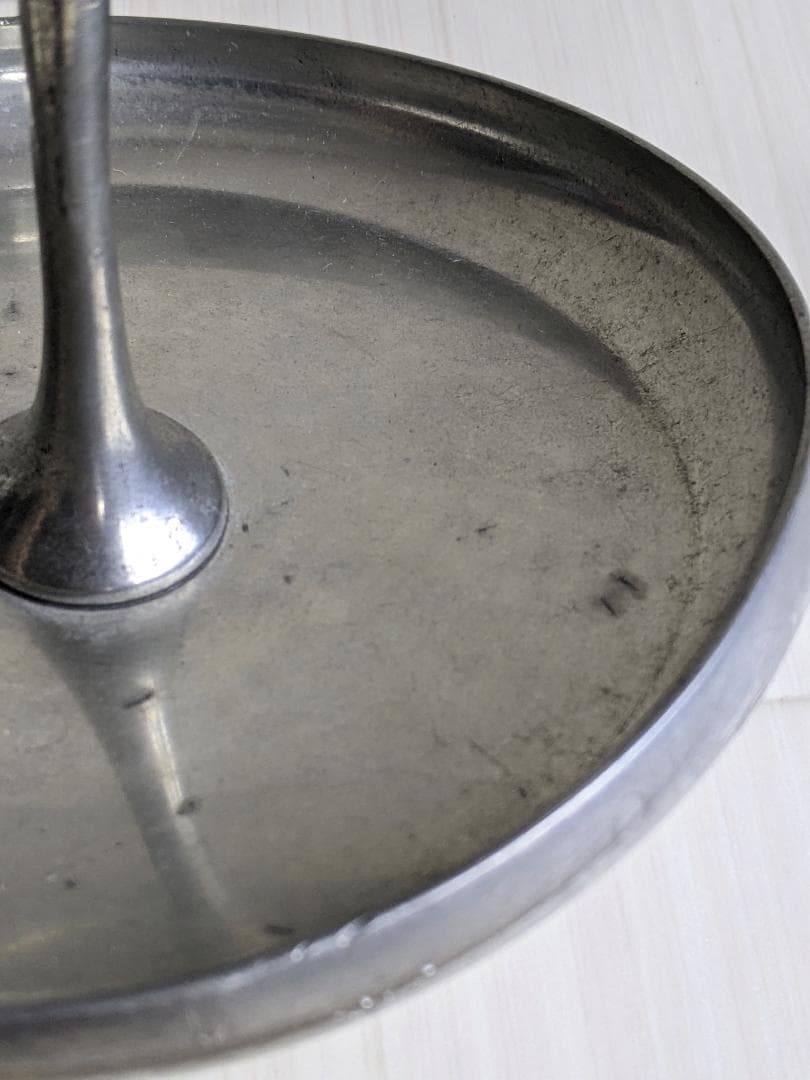 フランス　アンティークケーキスタンド　歪みあり ピューター　FRANCE