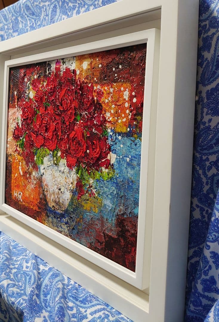 油絵 絵画【紅の薔薇】