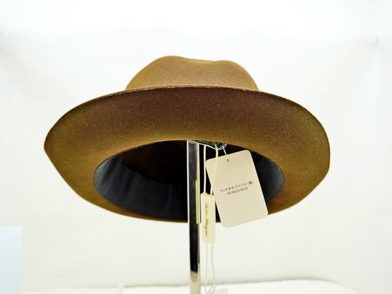 ★未使用　サルバトーレフェラガモ　ボルサリーノタイプ　ハット　茶　ラビットファー