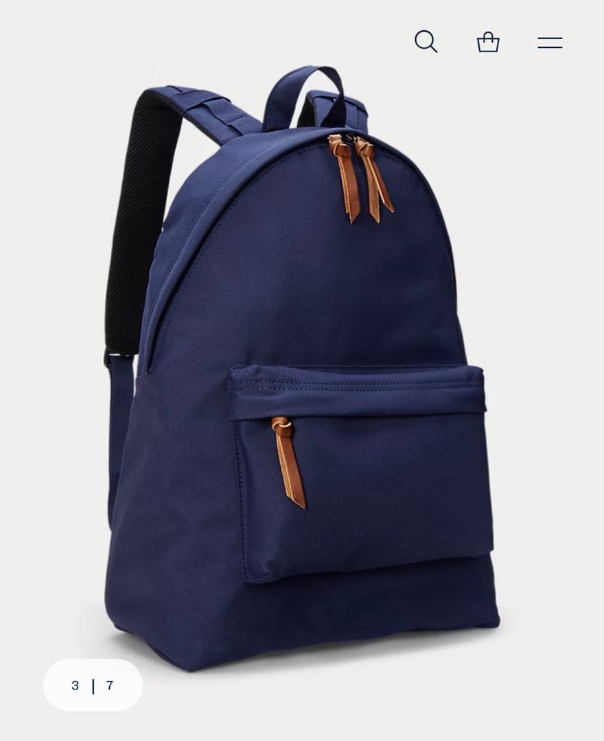 ポロ　POLO ラルフローレン　リュック　レザートリム バックパック　ネイビー