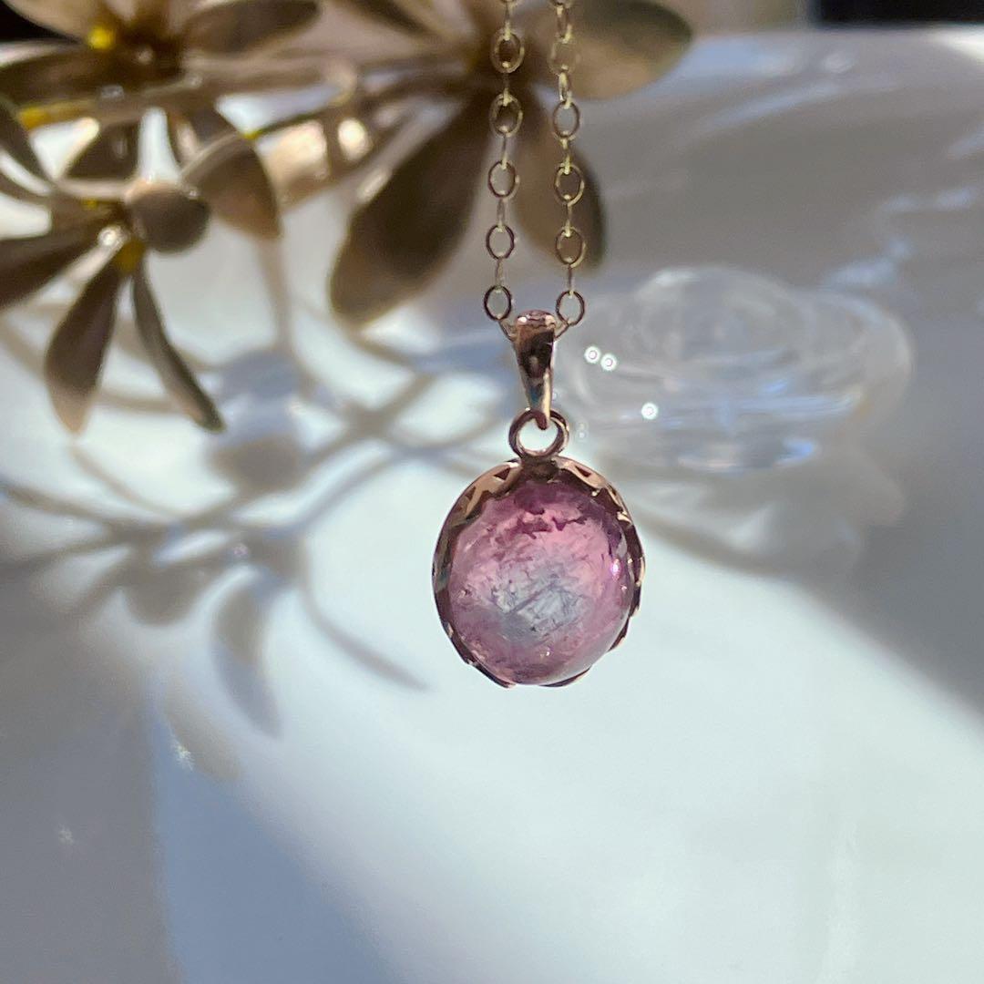 希少✧ピンク/ブルー✧大粒バイカラートルマリンネックレストップ✧ウォーターメロン