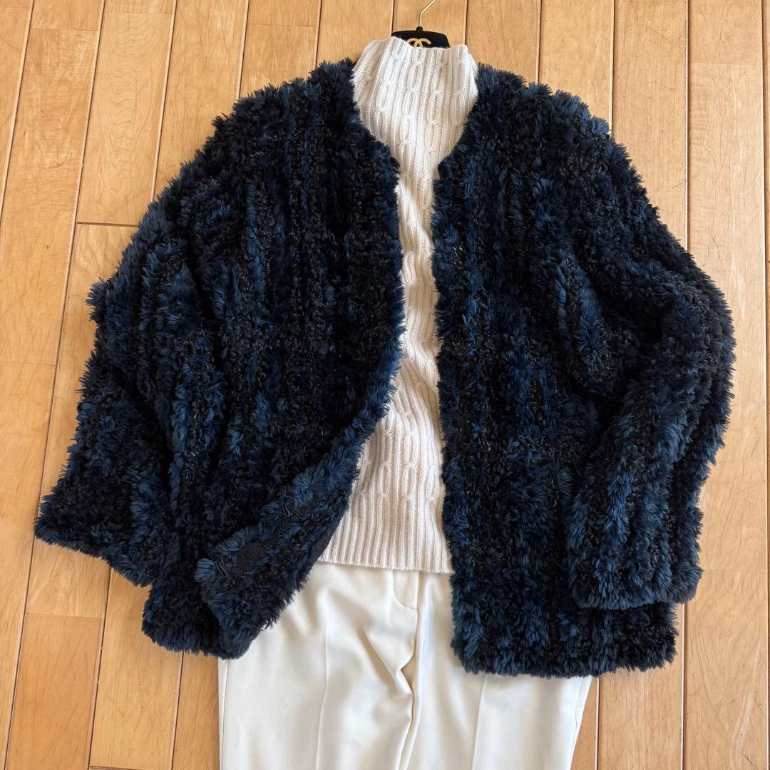 ふわふわ❤️ミンクファー&ラムファーのヤーンニット　ジャケットコート