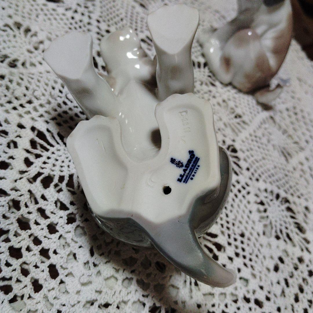 リヤドロ　陶器製犬像 茶色とグレーの犬