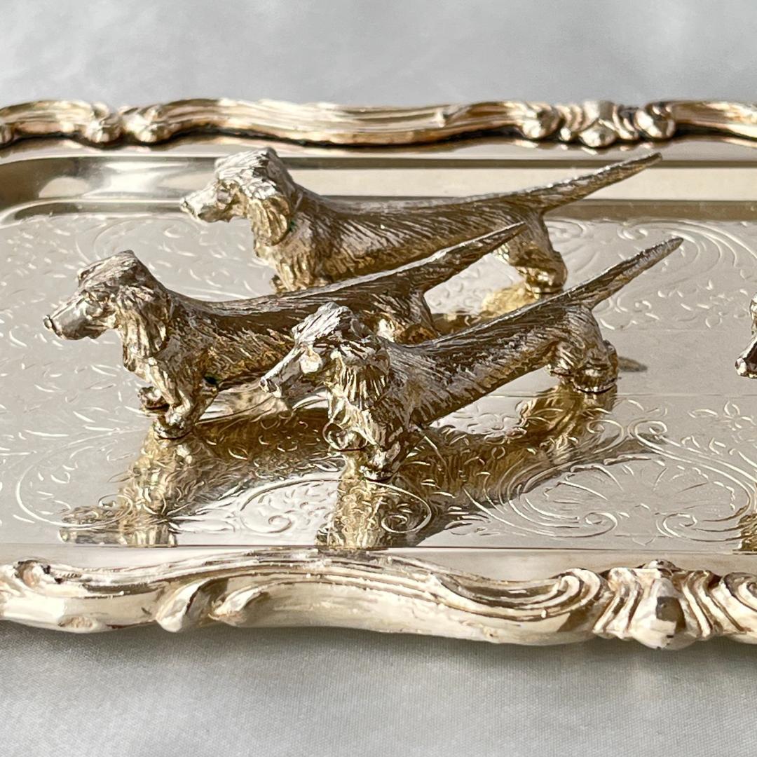 【仏蘭西】 ダックスフンドのナイフレスト 5個組【シルバープレート】