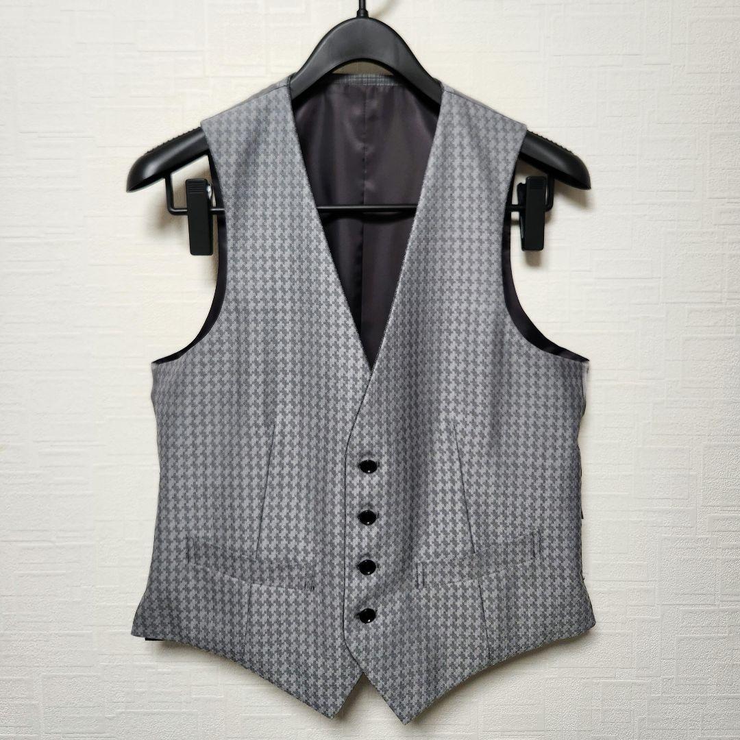 スーツカンパニー　メンズスーツ　スリーピース　グレーチェック　リバーシブルベスト