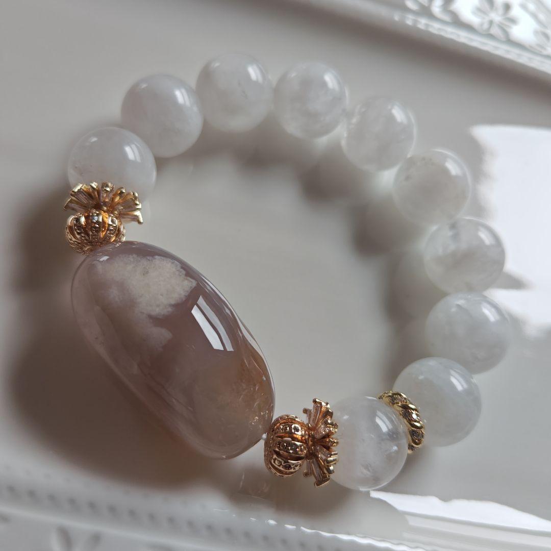 高品質！特大グレー桜瑪瑙どんころ　ホワイトガーデン