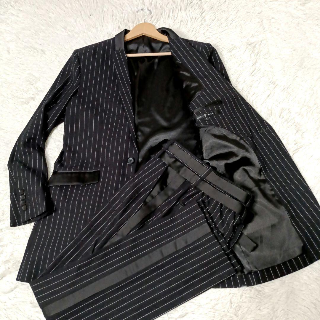 美品■NO ID. BLACK セットアップ ブラック×ストライプ