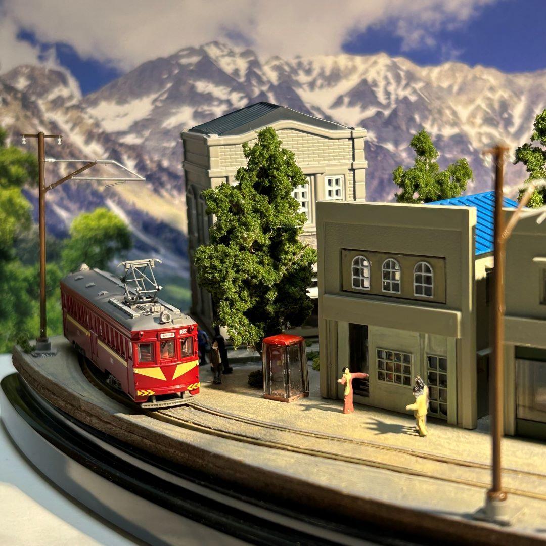 函館市電末広町界隈　市電の走る街　 鉄道ジオラマ　Nゲージ 展示台