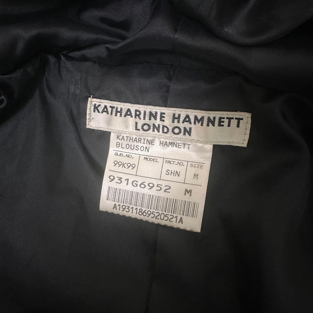 キャサリンハムネット ラムレザー　 フーディー ジャケット　ライダース　M