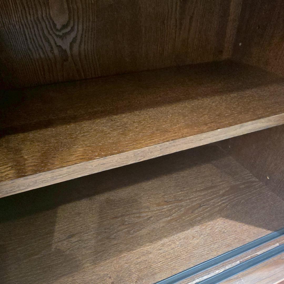 【高級】 無垢材 食器棚 引き戸 幅148㎝ カップボード 収納棚 和風 民芸