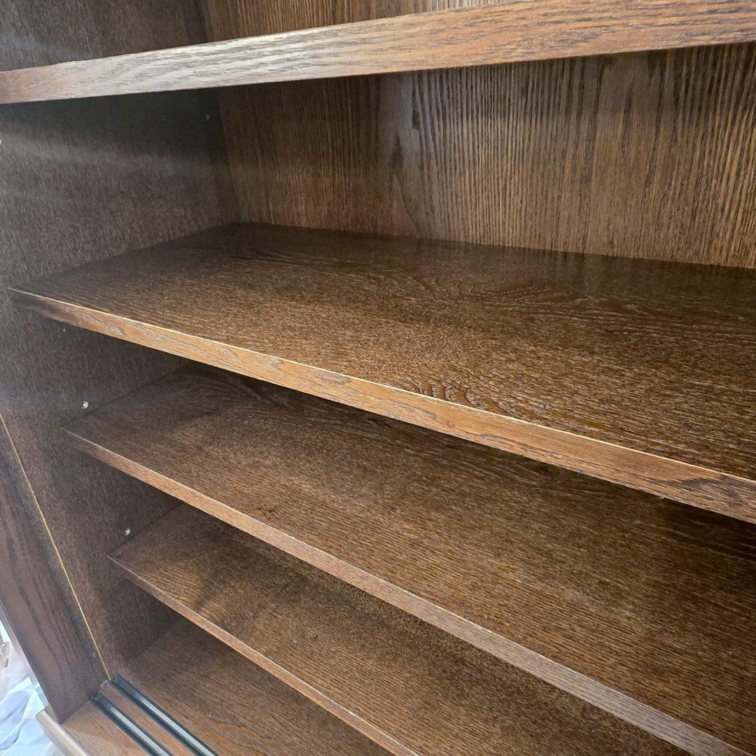 【高級】 無垢材 食器棚 引き戸 幅148㎝ カップボード 収納棚 和風 民芸